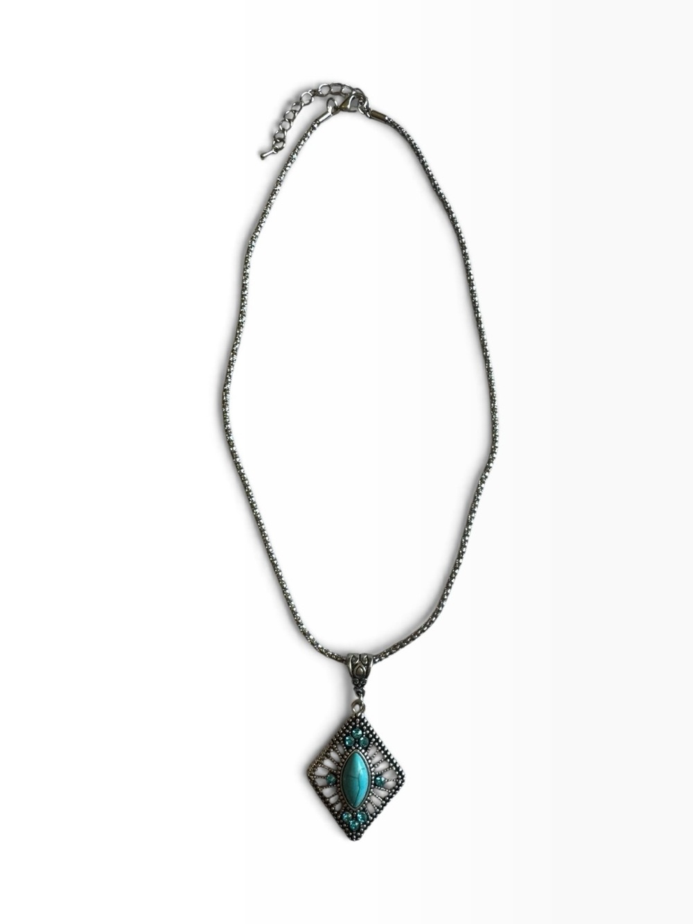 Turquoise Pendant Necklace - Silver Tone Women’s Jewelry